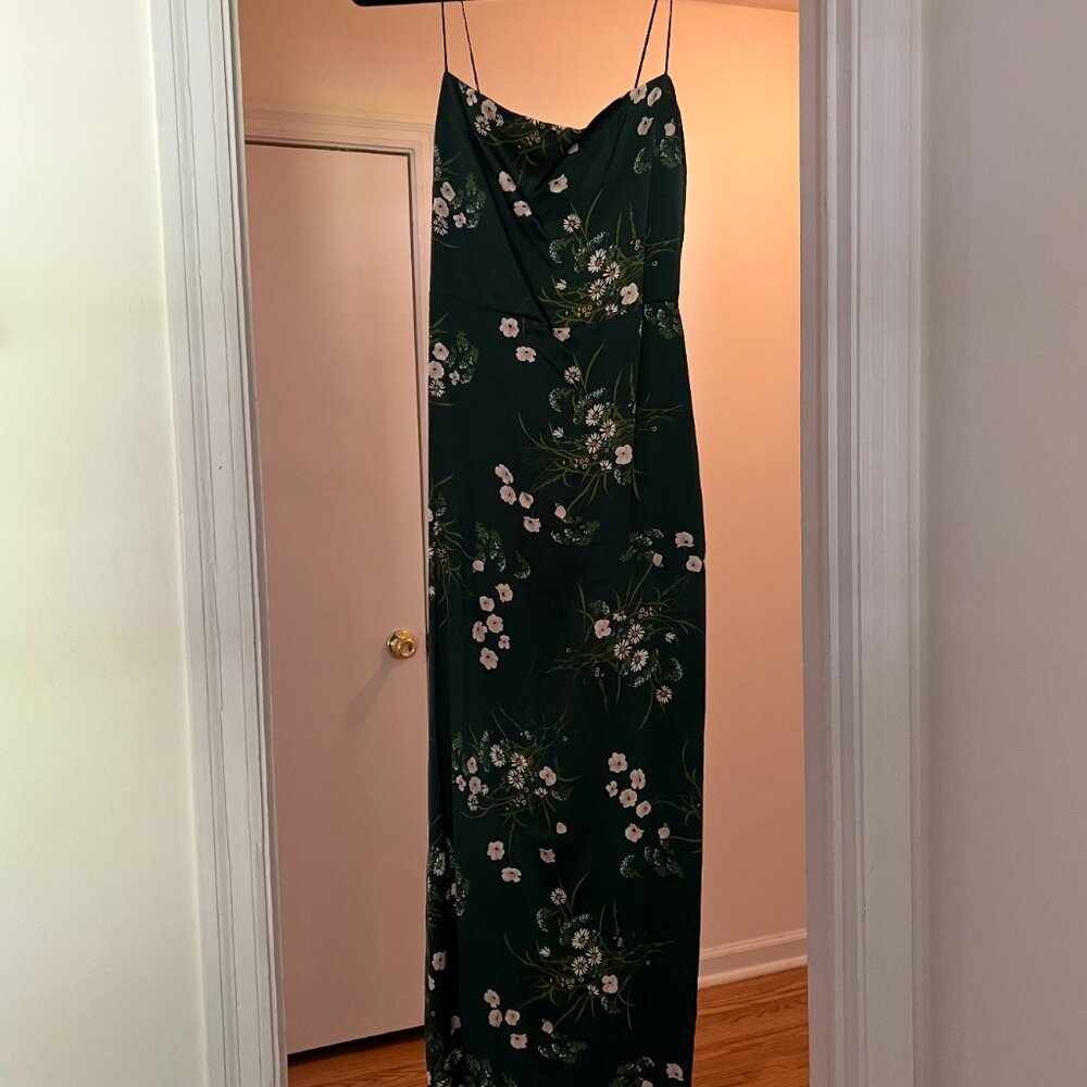 Reformation Frankie Silk Midi Dress - “Buena” green floral